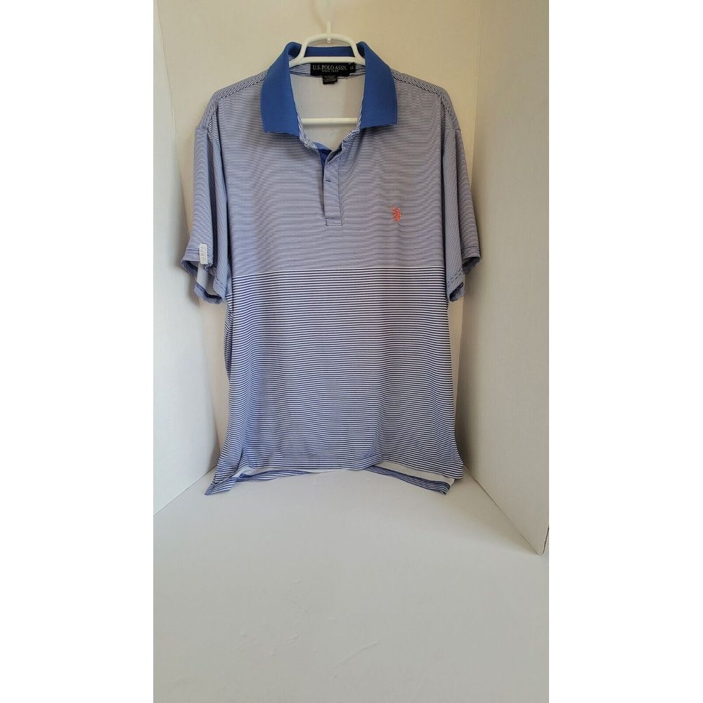 US POLO ASSOCIATION STRIPED BLUE GOLF‎ POLO- SIZE XL